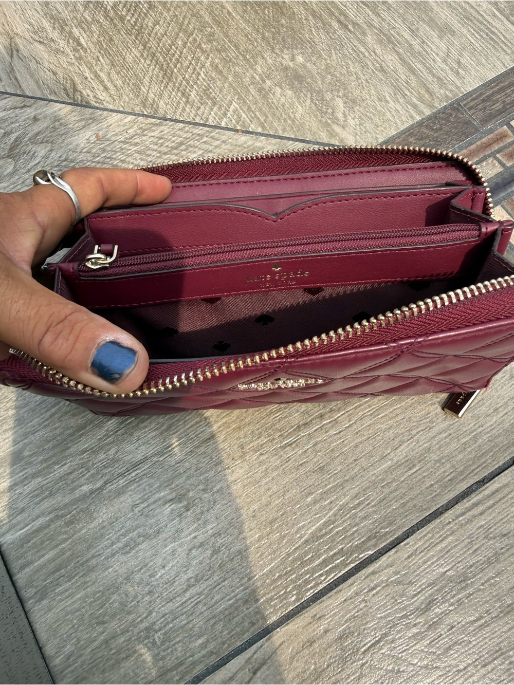 EUC Kate Spade Natalia Large Continental Quilted Leather Plum Large Wallet - Picture 11 of 15
